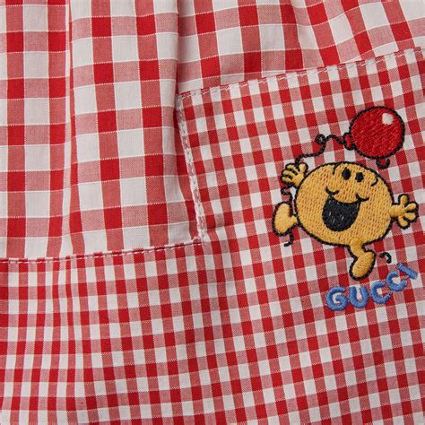 Baby gingham cotton dress in red and white | GUCCI® ZA