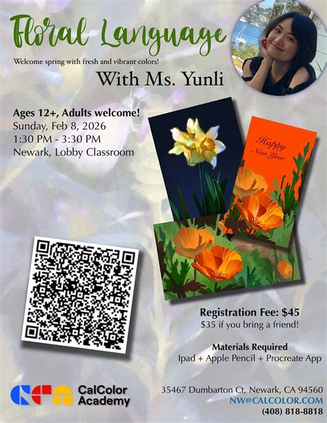 Floral Language: Digital Painting, CalColor Academy, Newark, 8 February ...