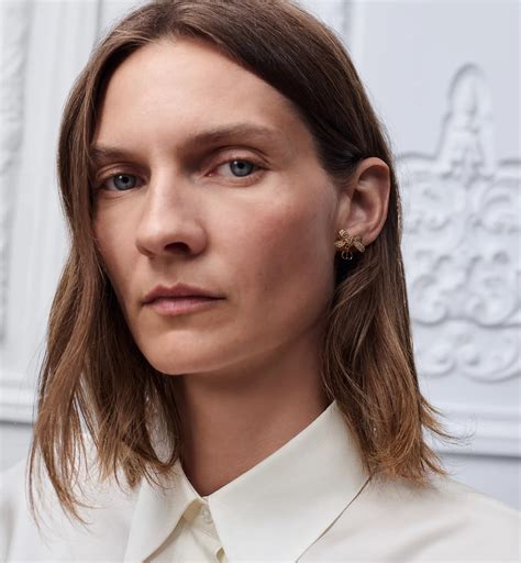 Gold-Finish Metal, White Resin Pearl and Crystals