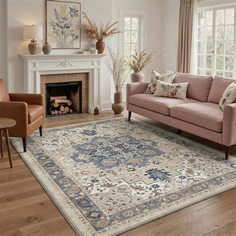 Amazon.com: GENIMO 5x7 Area Rugs for Living Room, Machine Washable Rug, Non Slip Indoor Vintage ...