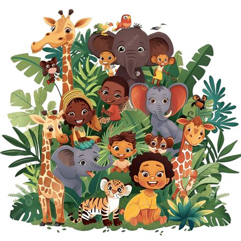 Group Of African Kids Animals In The Rainforest, African, Animals, Safari PNG Transparent Image ...