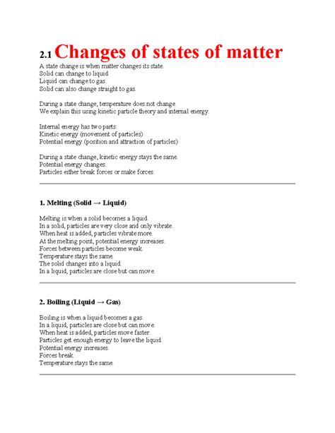 Unit 2: Changes of States of Matter - Kinetic Theory Insights - Studocu