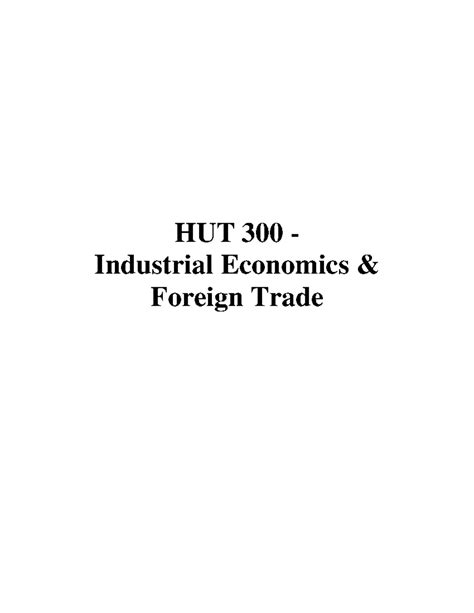 HUT 300 Industrial Economics: Market Structures & Pricing Strategies ...