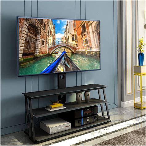 Black Swivel TV Floor Stand with Height Adjustment for 32-65 inch TVs ...