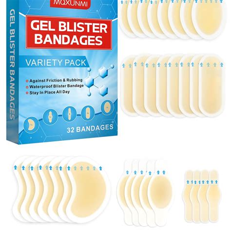 MQXUNMI Hydrocolloid Blister Pads for Feet & Hands - 32 Count Waterpro ...