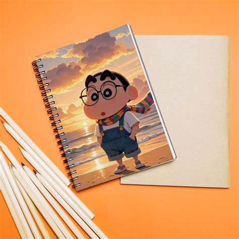 Shinchan Sunset Beach Spiral Notebook – Cute Cartoon A5 Diary for Kids ...