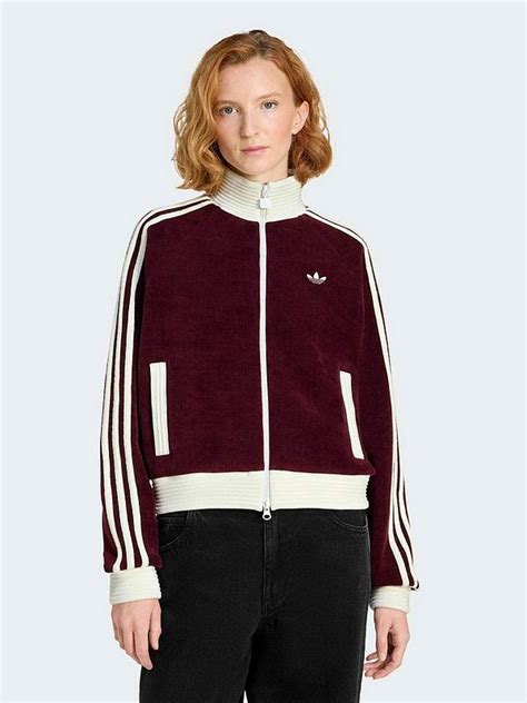 adidas Originals Womens Velour Knit Tracksuit Top - Red | Very