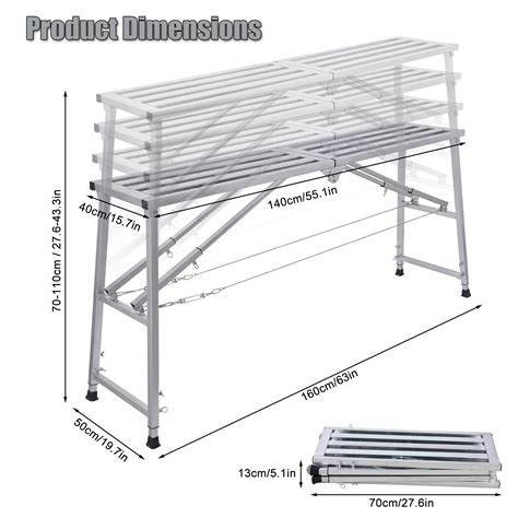 Anvazise Adjustable 4-Level Height Scaffolding Platform,Foldable Work ...