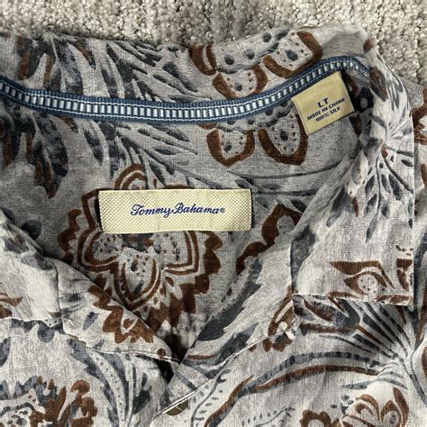 Tommy Bahama Silk Hawaiian Shirt mens Large Tall Beige Floral Print ...