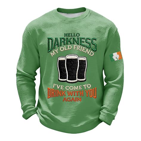 Hello Darkness My Old Friend Shirt for Men Waffle Long Sleeve Shirts St ...
