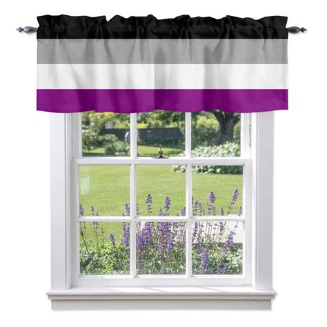 Color Stripes Valance Curtain for Windows Black Gray White Purple ...