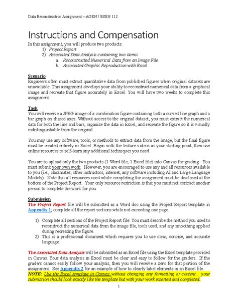 Data Reconstruction Assignment AGEN BSEN 112: Project Report & Analysis ...