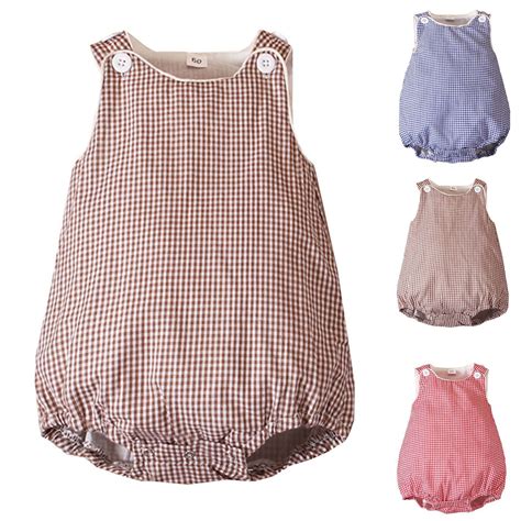 Bovxnpu Baby Girls' Bodysuits Sleeveless Plaid Infant Bodysuit Soft ...