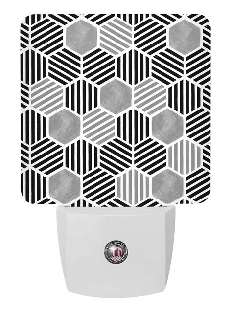 Night Lights Auto Sensor Black Gray Hexagon Plug-in LED Nightlights ...