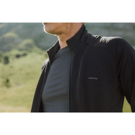 Men’s mountain hiking fleece jacket, MH500 Light Full Zip - Black ...
