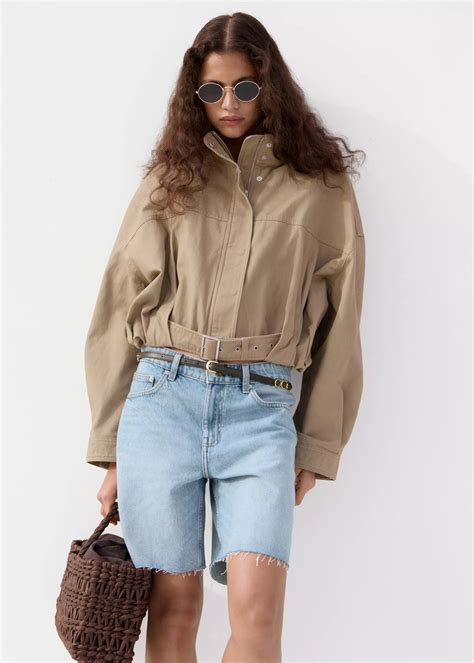 Straight leg low rise denim shorts - Women | MANGO USA