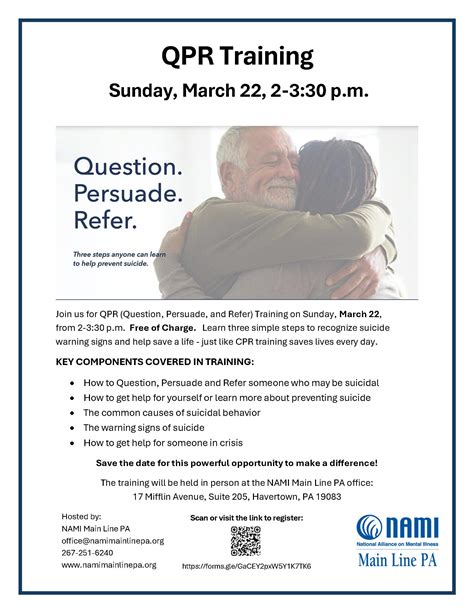 Mar 22 | QPR (Question, Persuade, Refer) Suicide Prevention Training ...