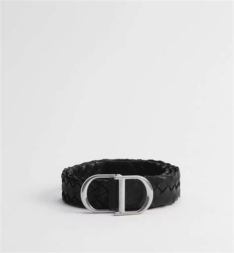 CD Belt Black Woven Taurillon Leather, 35 MM | DIOR