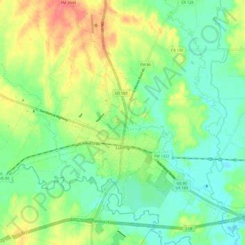 Luling topographic map, elevation, terrain