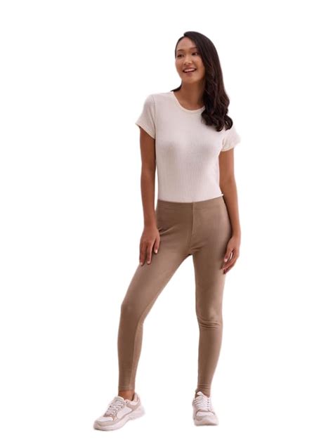Buy GO COLORS Suede Warm Leggings for Women | Warmtech, Super Stretch ...