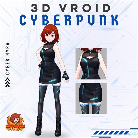 Vroid Cyberpunk Nyra Outfit | Neon Tech Dress, Tartan Accent, Vtuber ...