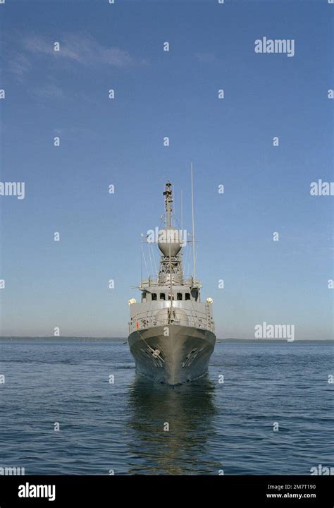 A bow view of the patrol gunboat ABDUL-AZIZ (PGG-515). The gunboat was ...