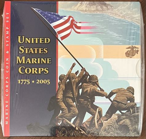 2005 Marine Corps Silver Dollar Coin And Stamp Set U.S Mint Sealed UNC ...