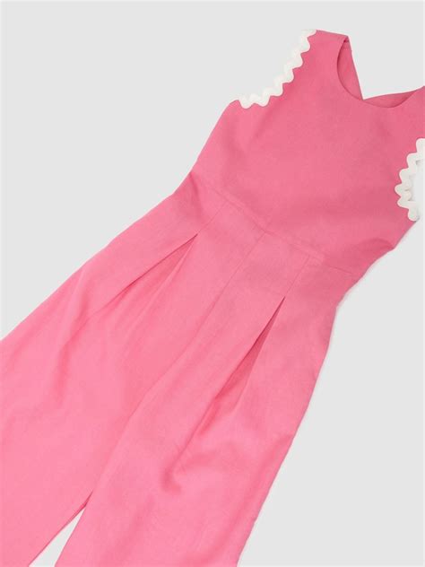 Buy Reiss Pink Cerese 13-14 yrs Linen-Blend Wave-Trim Cross-Back ...