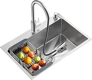 Évier de cuisine encastrable avec robinet pivotant et distributeur de ...