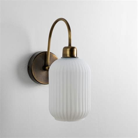 White Ribbed Glass Wall Lamp, Elegant Wall Lighting Fixture, Modern ...