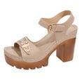 Bkhluea Women Platform Block Heel Sandals Ankle Strap Buckle Shoes For ...