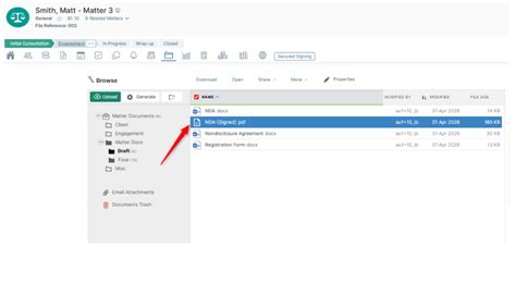 Actionstep - Send documents for signing in Secured Signing