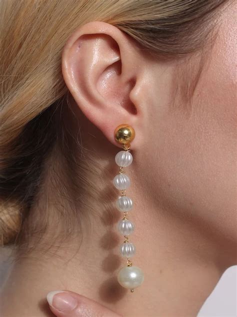 Exquisite Pearls Drops in Cream & GoldDGED25071 at ₹ 149.5/pair ...