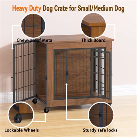Misopily 27.2 inch Dog Crate Furniture with Wheels Heavy Duty Indoor ...