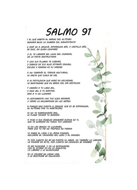 Salmo 91 En Español Bible Verse Art Psalm 91 Canvas Painting ...