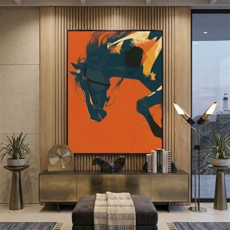 Ember Pulse Horse Digital Wall Painting | Modern Abstract Horse Wall ...