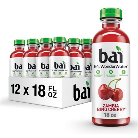 Bai Antioxidant Infused Water Beverage Zambia Bing Cherry, 12 Pack