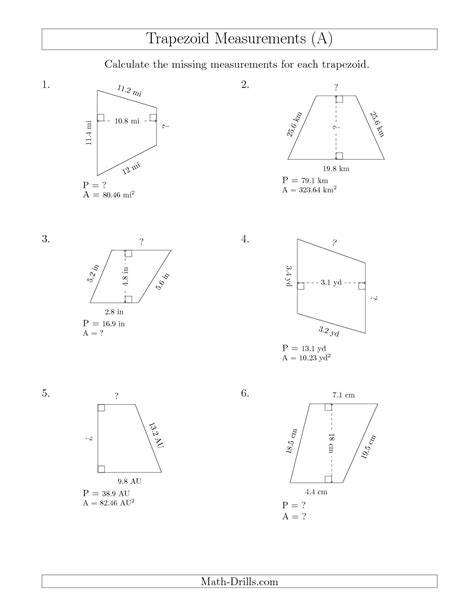 Properties Of Trapezoids Worksheet
