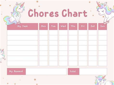 Chore Reward Chart Free Printable Unicorn - Reward Chart Printables