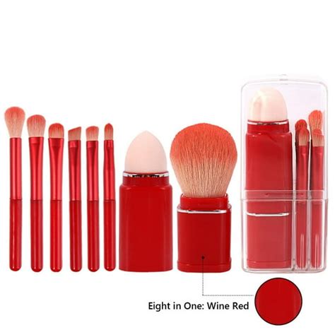EDHITNR Retractable Makeup Brush Set, Portable Mini Blush Eye Brushes ...