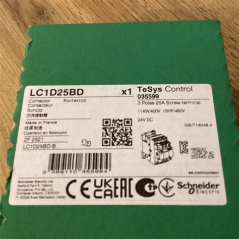 Schneider Electric LC1D25BD TeSys D contactor - 3P(3 NO) - AC-3 | eBay UK