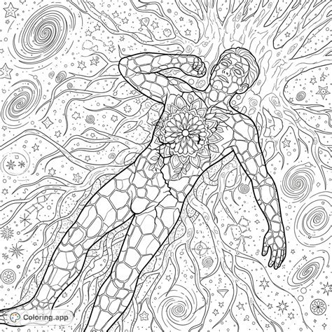 Cosmic Earth Man Mandala - Coloring.app