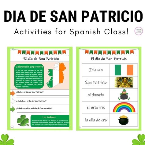 Dia de San Patricio Activities for Spanish Class - St. Patrick's Day ...