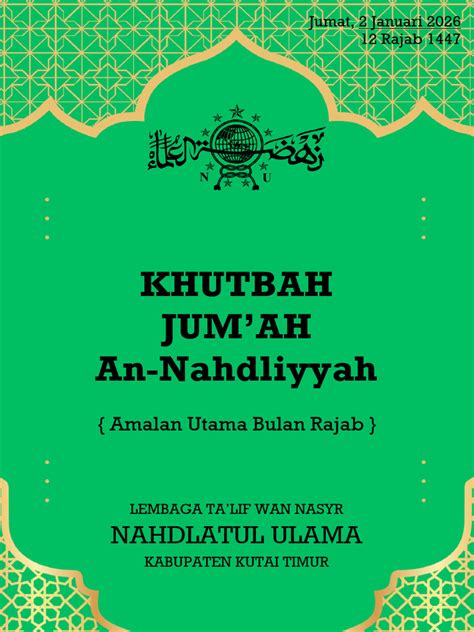 260102_Khutbah Jumat_Amalan Utama Bulan Rajab | PDF