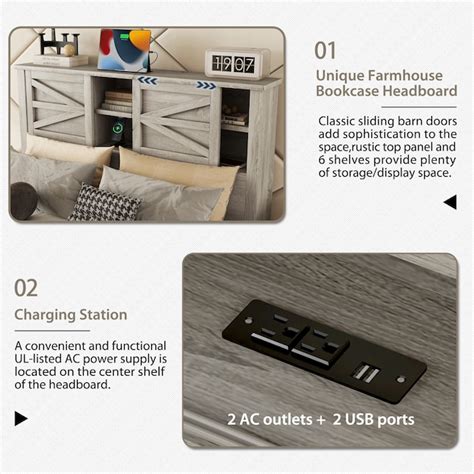 ModernLuxe Farmhouse Platform Bed with Double Sliding Barn DoorQueen ...