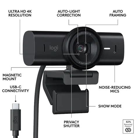 Logitech MX Brio Ultra HD 4K Video Conference, Gaming and Streaming ...
