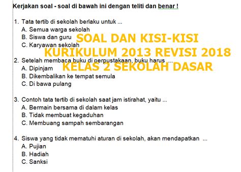 Soal Penilaian Harian K13 Kelas 2 SD Semester 1 dan Kisi-Kisi – undanganku
