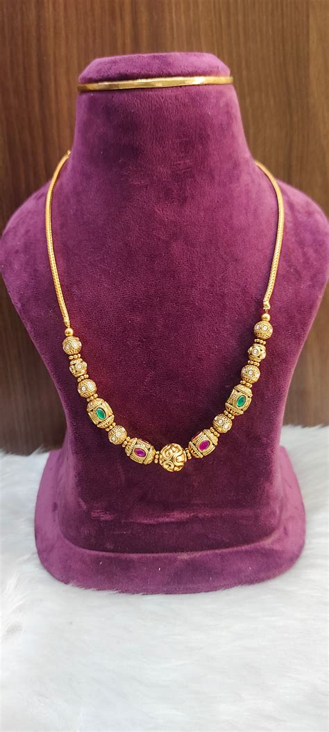 Premium nakshi ball with jadavu stone mat finish with 18" length ...