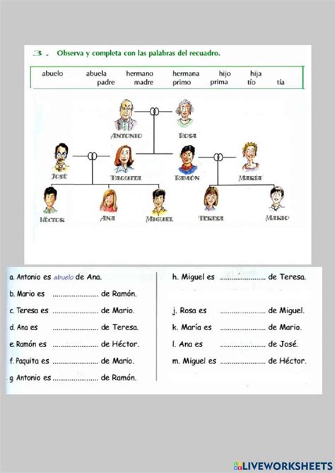 Familia | Free Interactive Worksheets | 1869688