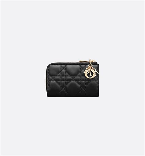 Lady Dior Yuzu Key Case Black Cannage Lambskin | DIOR